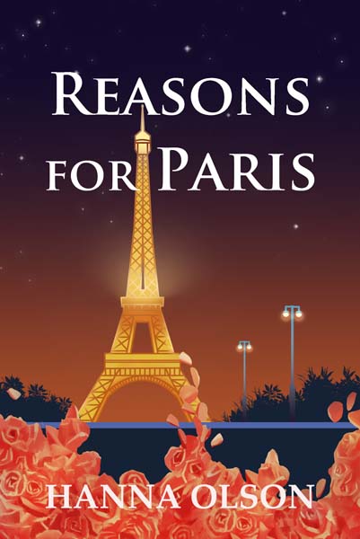 book cover design, romance, contemporary, Paris, Eiffel Tower, night, flower