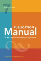 Publication Manual of the American Psychological Association: 7th Edition, 2020 Copyright